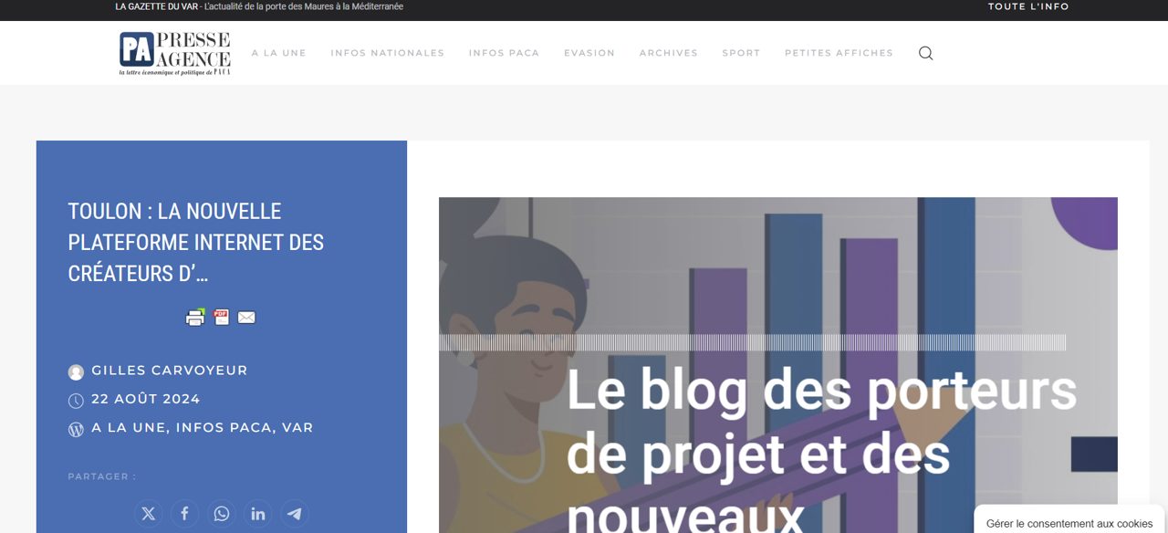 Plateforme pour entrepreneurs et porteurs de projet